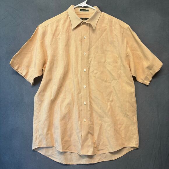 Club Room Men’s Linen Blend Shirt M Beige Tan Short Sleeve Button Up Beachy - Picture 1 of 7